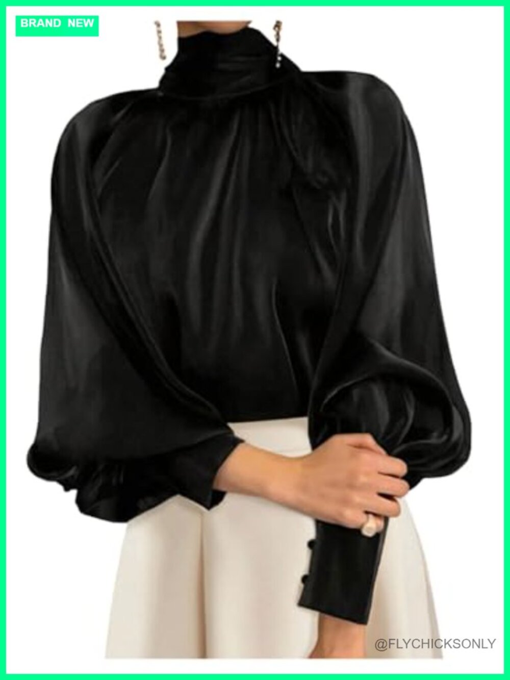 Women's Elegant Satin Blouse Long Sleeve Tie Neck Dressy Top